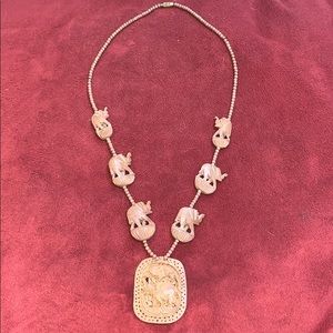 🎄Wooden Carved Elephant Necklace